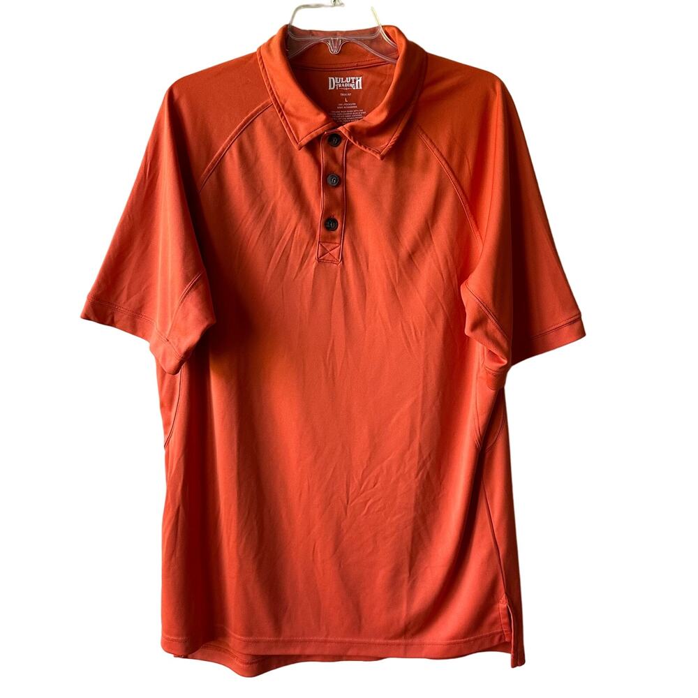 Duluth Trading Co Polo Shirt Performance Activewear Trim Fit Orange L Athleisure